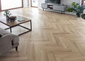 Parchet Hibrid SPC Amaron Wembley Herringbone amenajare living