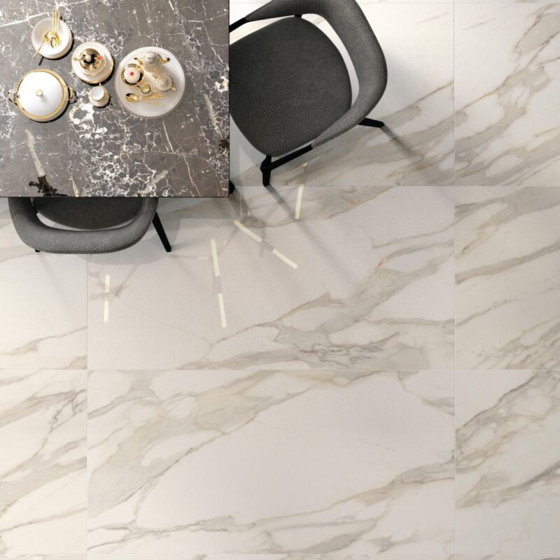 Pardoseala cu Gresie Portelanata Lucioasa Purity Calacatta