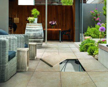 Gresie portelanata aspect piatra grosime 2 cm Avant Medium Desert 60x60 RT cm Amenajare terasa
