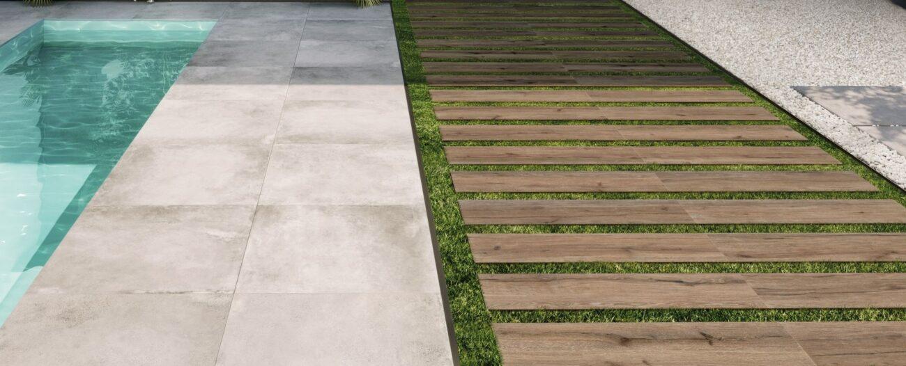 Gresie Portelanata Aspect Lemn 20 mm grosimeTerasa Echo Nut