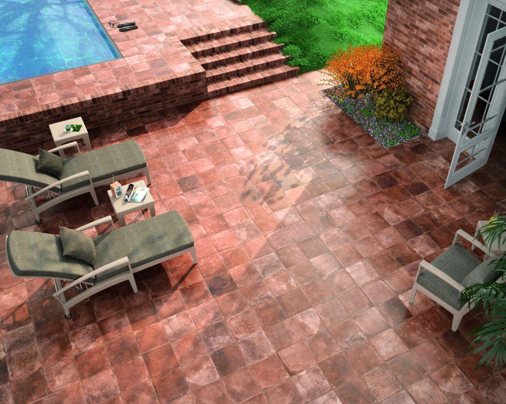 Amenajare Terasa cu Gresie Rustica Materia Rosato