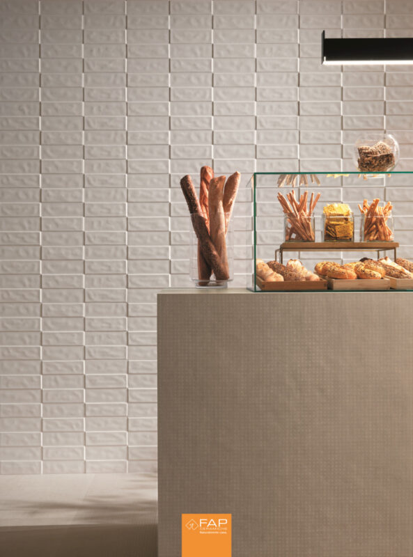 Bucatarie cu faianta alba 3D Lumina 30.5x91.5 cm