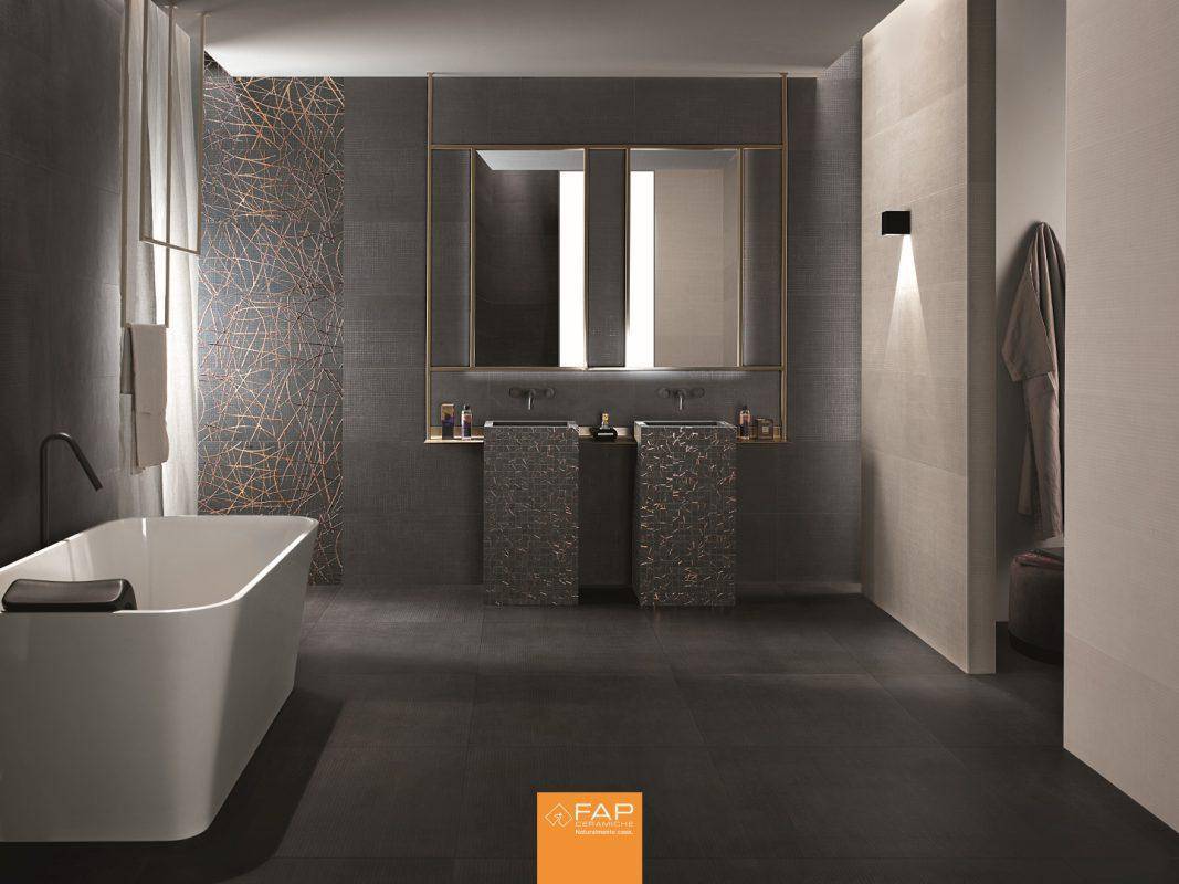 Baie Moderna cu Gresie Decorata Metal Rooy