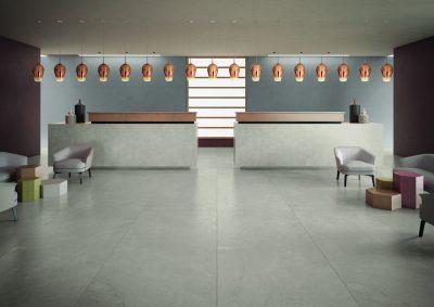 Gresie Portelanata tip Marmura Elements Silver Grey Keope Amenajare spatiu comercial