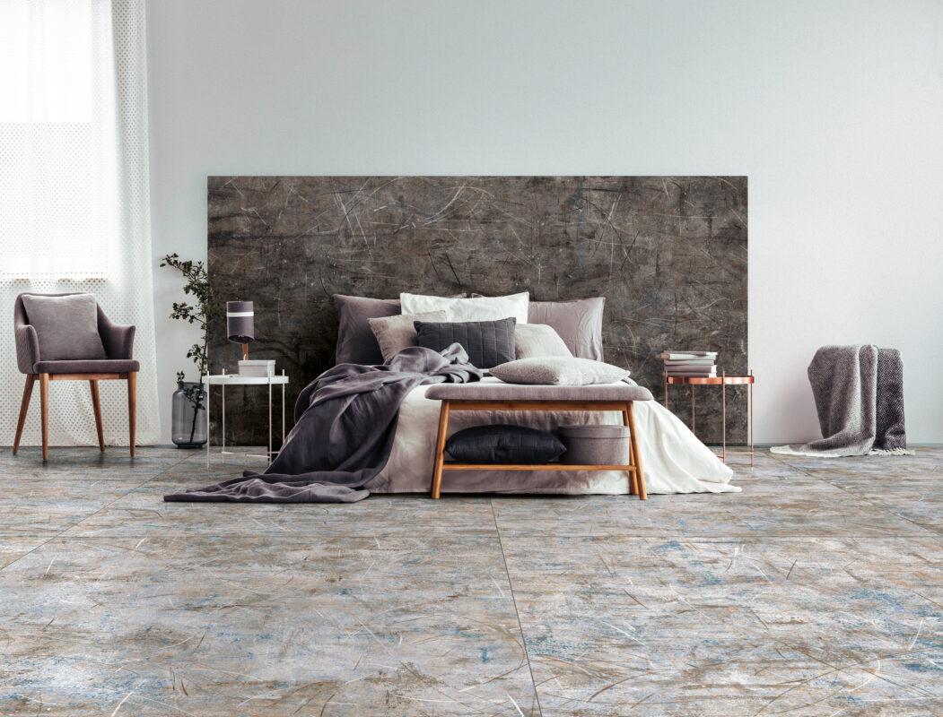 Dormitor cu pardoseala din gresie portelanata Scratch