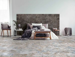 Dormitor cu pardoseala din gresie portelanata Scratch