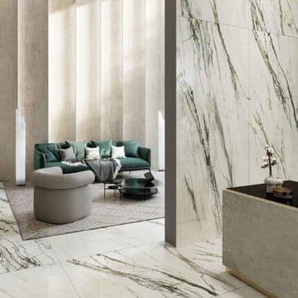 Amenajare cu lastre ceramice 6mm grosime MArble Elite Calacatta Green