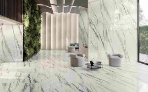 Living cu gresie tip marmura Marble Elite