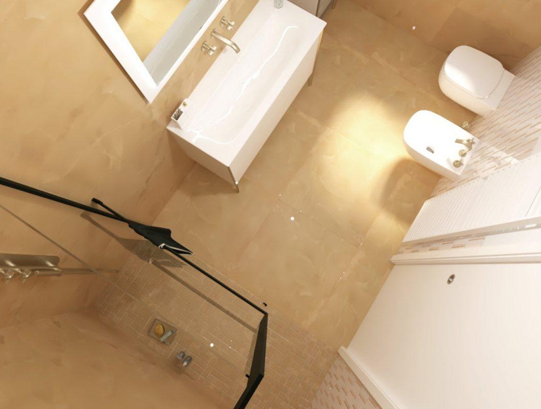 Baie moderna cu faianta si gresie portelanata roma gold onix FAP Ceramiche