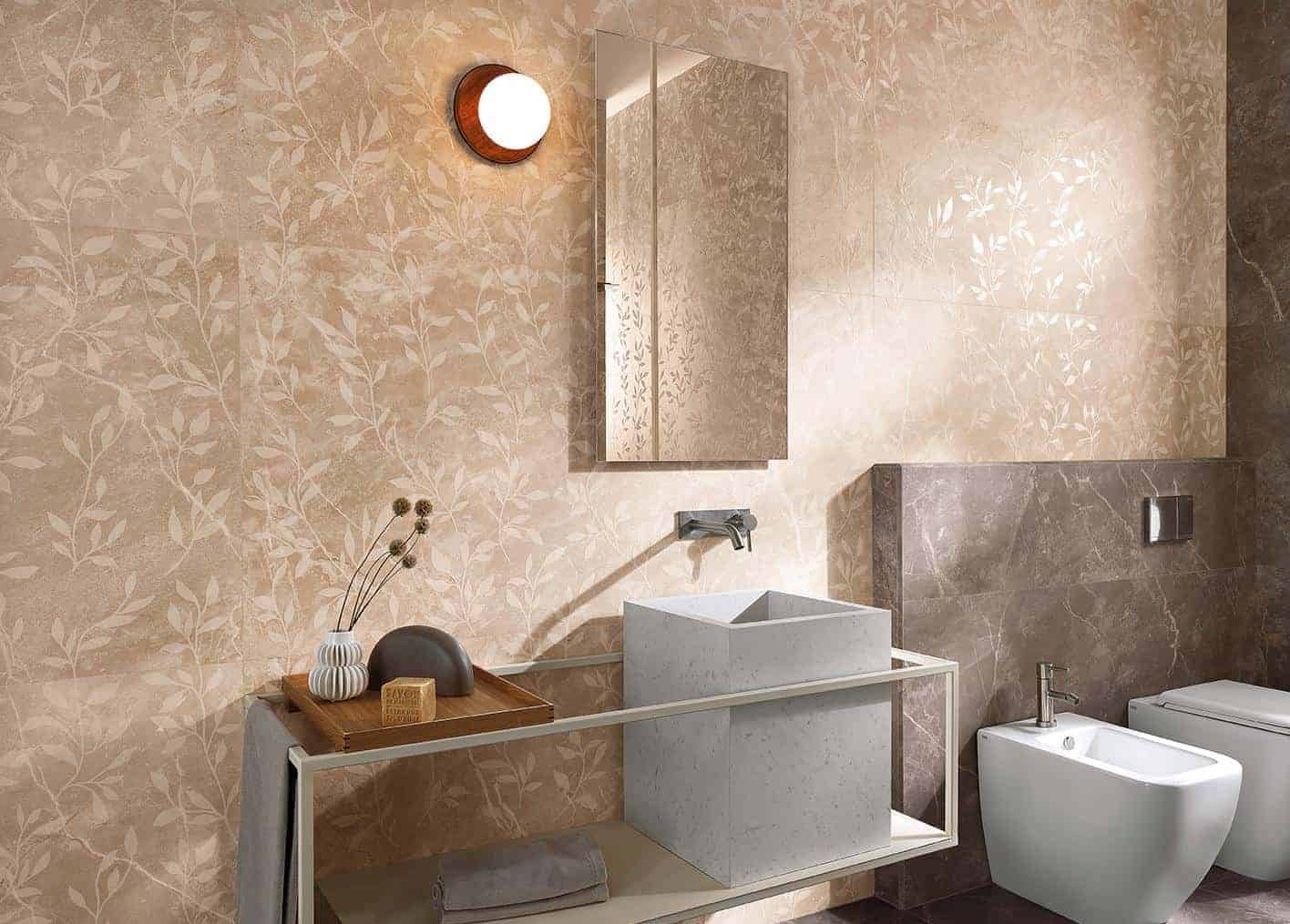 Amenajare Baie cu placi de faianta 80x160 cm si gresie portelanata tip marmura FAP ROMA STONE