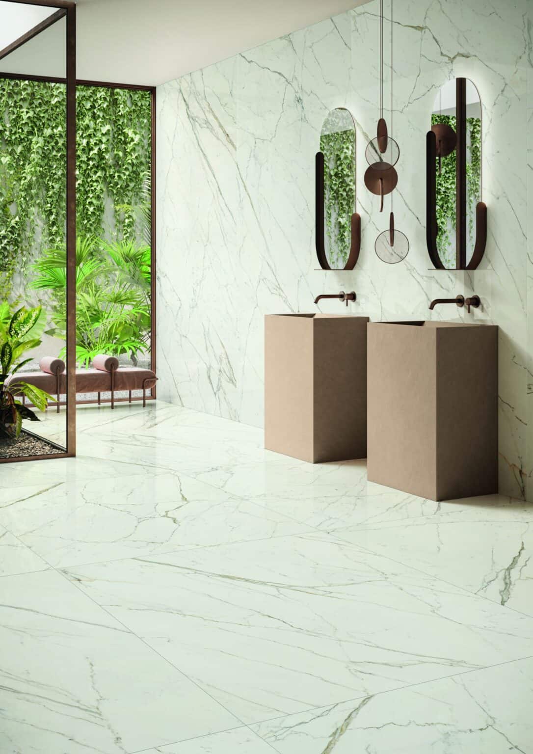 Baie cu gresie tip marmura E.Lux Calacatta Statuaretto