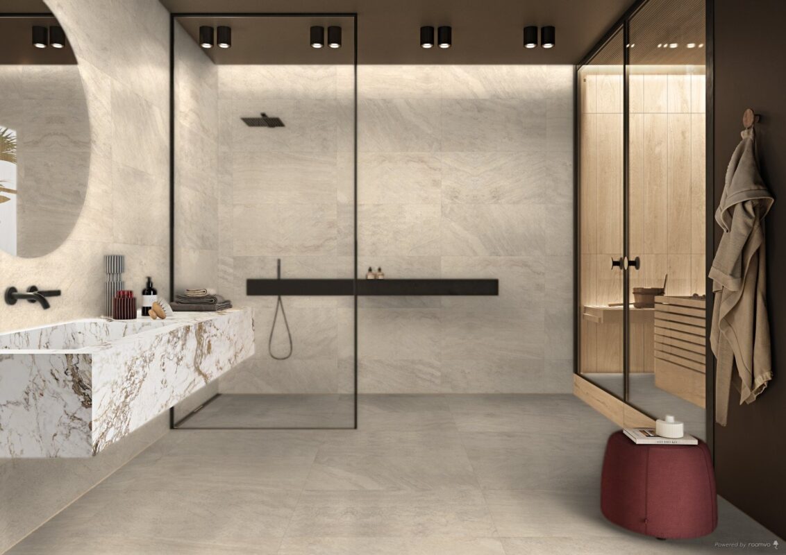 Gresie portelanata aspect piatra bej Pietra di Barge