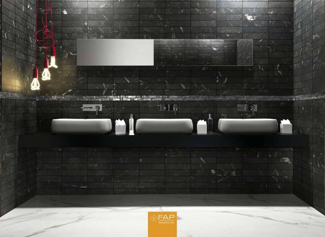 baie cu faianta neagra