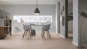 Parchet Stratificat Herringbone Stejar Borkum amenajare pardoseala dining