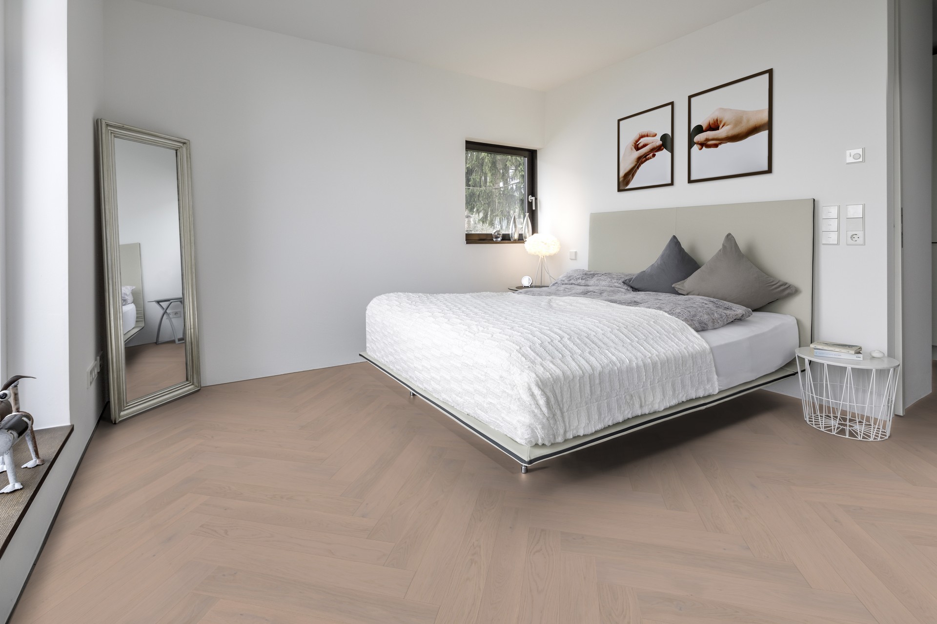 Parchet-stratificat-stejar-herringbone-Borkum-Dormitor Parchet Stratificat Herringbone Stejar Borkum