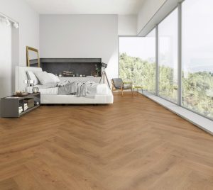Parchet Stratificat Herringbone Stejar Funen amenajare pardoseala dormitor