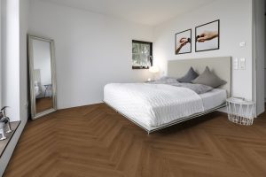Parchet Stratificat Herringbone Stejar Langeoog amenajare pardoseala dormitor modern