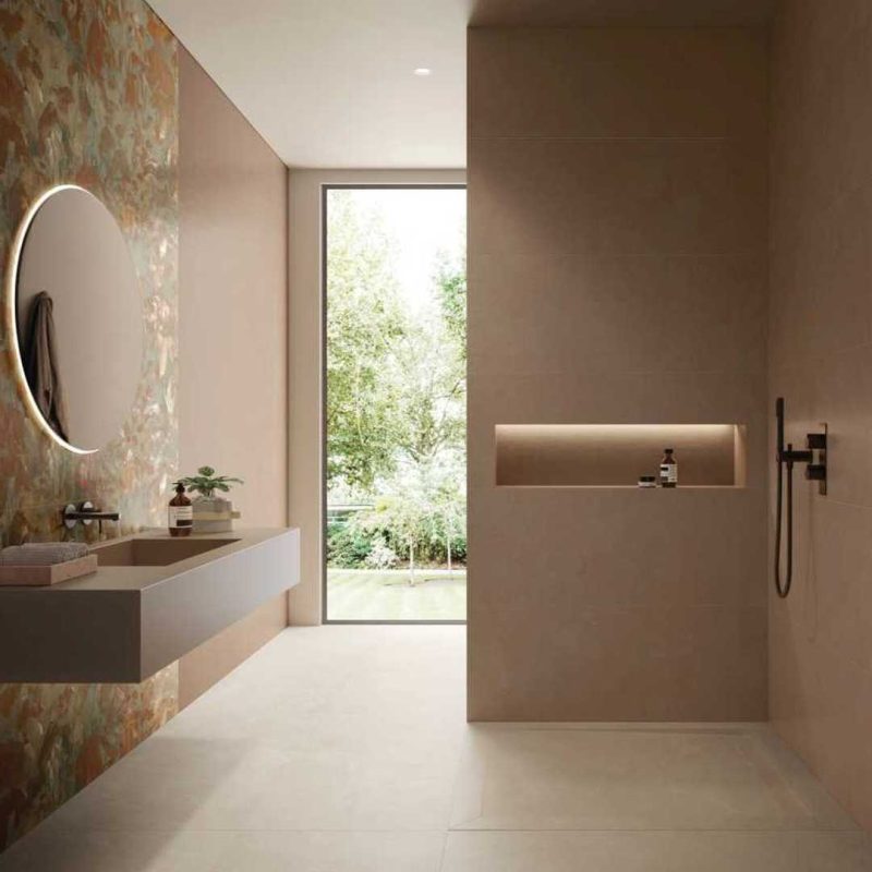 Baie-moderna-cu-gresei-si-faianta-Rayclay_ powder_foliage_Supergres-Gada-ceramic
