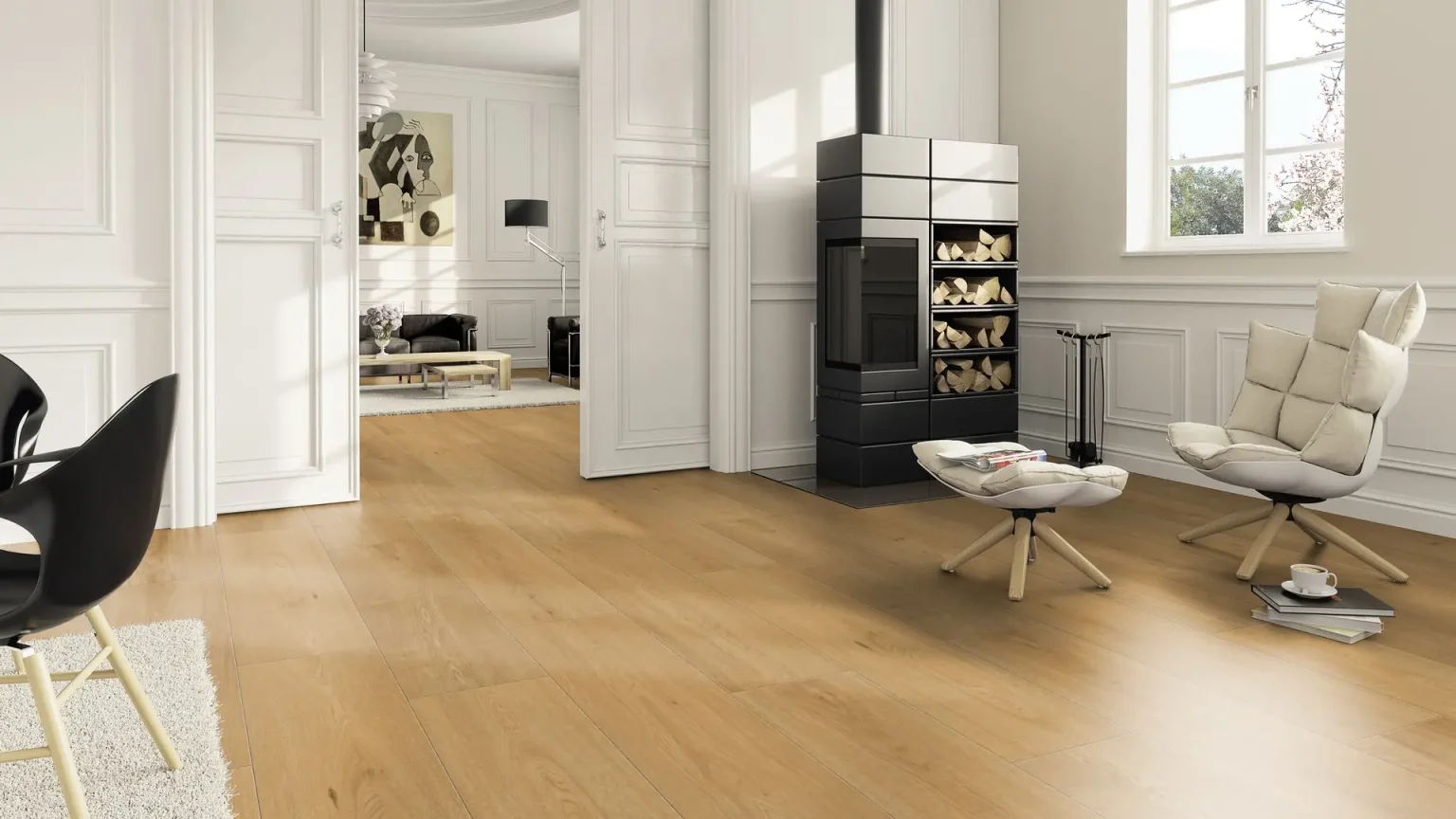 Living cu Parchet Laminat Oak Pure