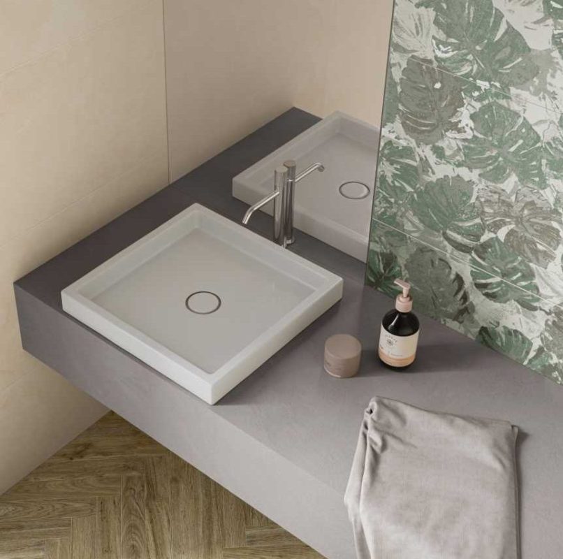 Baie-cu-faianta-decorata-rayclay-ray milk_leaf-Gada-Ceramic
