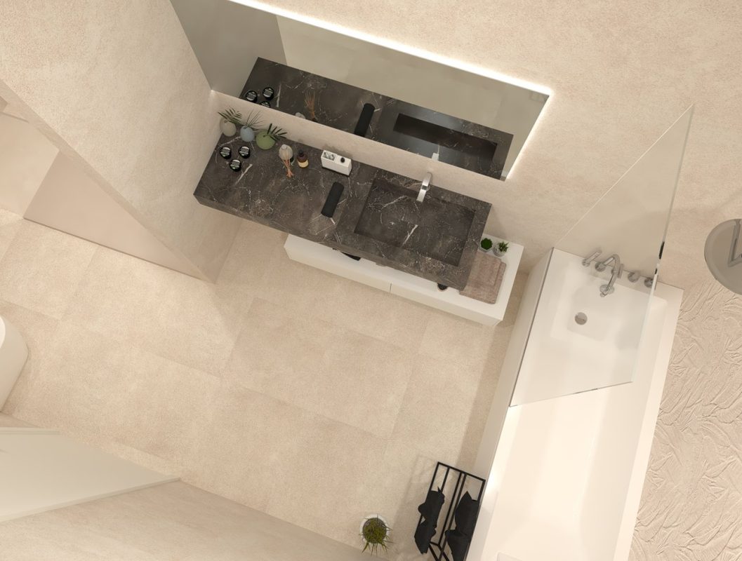 Baie-cu-modele-de-gresie-si-faianta-culoarea-bej-colectie Nobu-FAP-ceramiche-Italia- detaliu