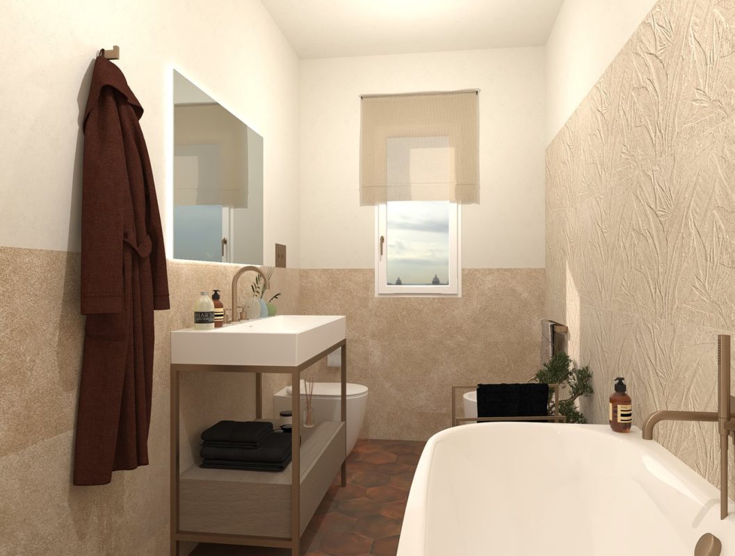 Baie-moderna-cu-gresie-hexagonala-si-faianta-decorata-bej-FAP-Gada-Ceramic