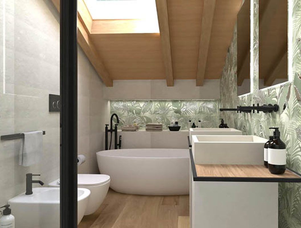 Baie-moderna-cu-gresie-si-faianta-decorata-tropical-FAP-Gada-Ceramic