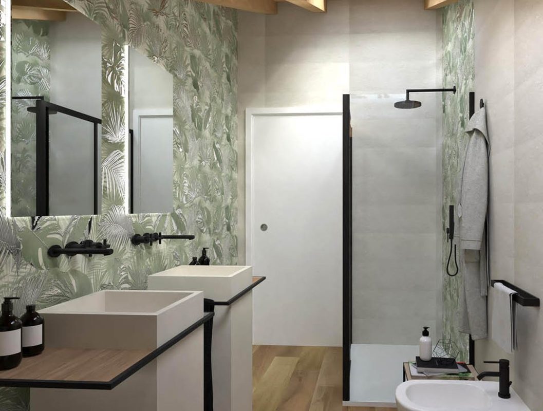 Baie-moderna-cu-gresie-si-faianta-decorata-tropical-FAP-Gada-Ceramic1